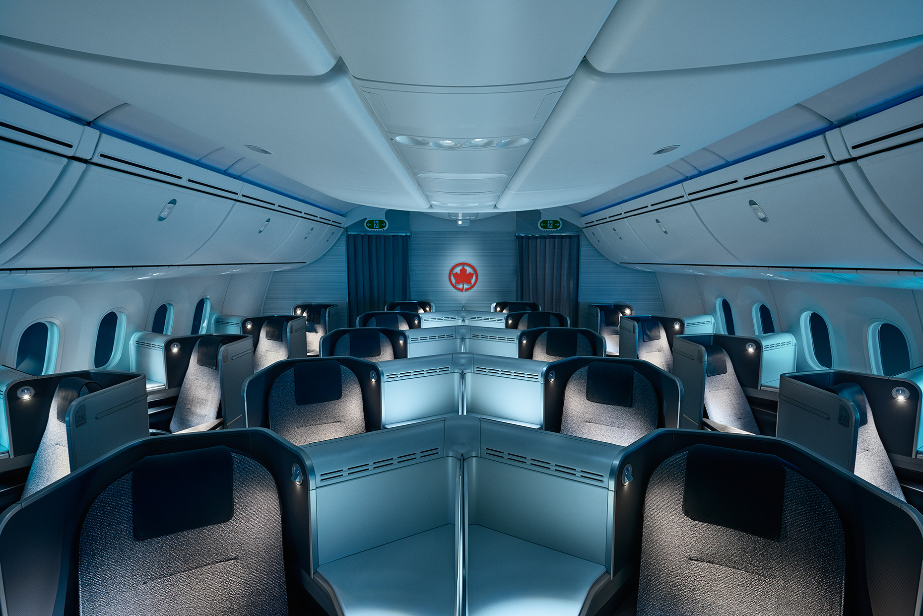 Air Canada  Dreamliner - J-Class Cabin, Night